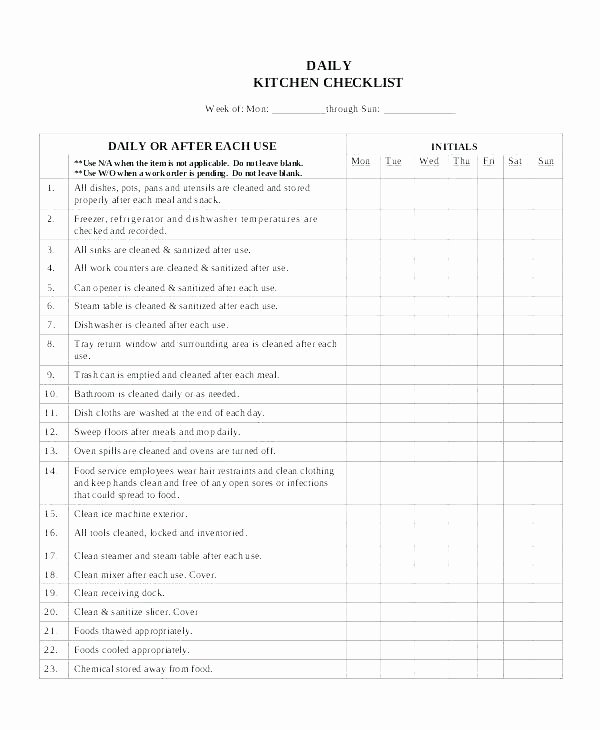 Free Restaurant Cleaning Checklist Template Best Of Monthly Cleaning Checklist Schedule Template Daily