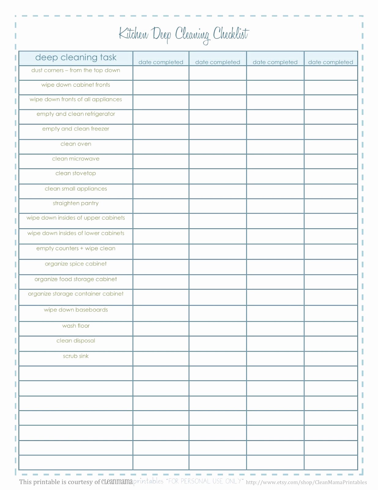 Free Restaurant Cleaning Checklist Template Inspirational Creative Life Designs May 2012