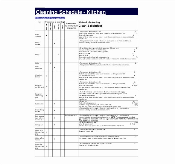Free Restaurant Cleaning Checklist Template Lovely 35 Cleaning Schedule Templates Pdf Doc Xls