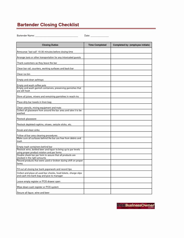 Free Restaurant Cleaning Checklist Template Lovely 7 Best Checklist Template Images On Pinterest