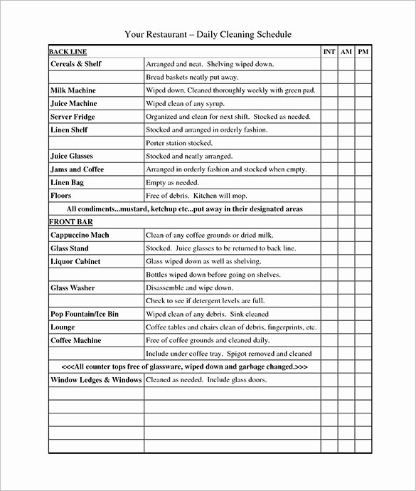 Free Restaurant Cleaning Checklist Template New Mercial Kitchen Cleaning Checklist Pdf – Wow Blog