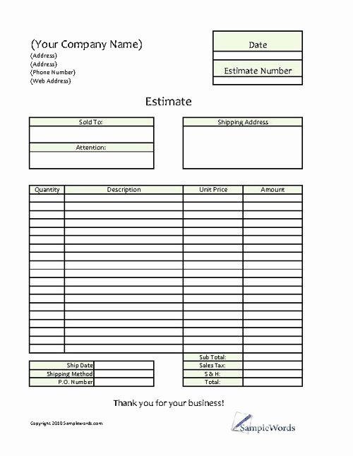 Free Roofing Estimate Template Fresh Business Invoice Template
