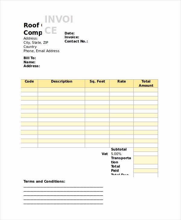 Free Roofing Estimate Template New Roof Invoice &amp; 10 Roof Repair Invoice Sc 1 St Short Paid