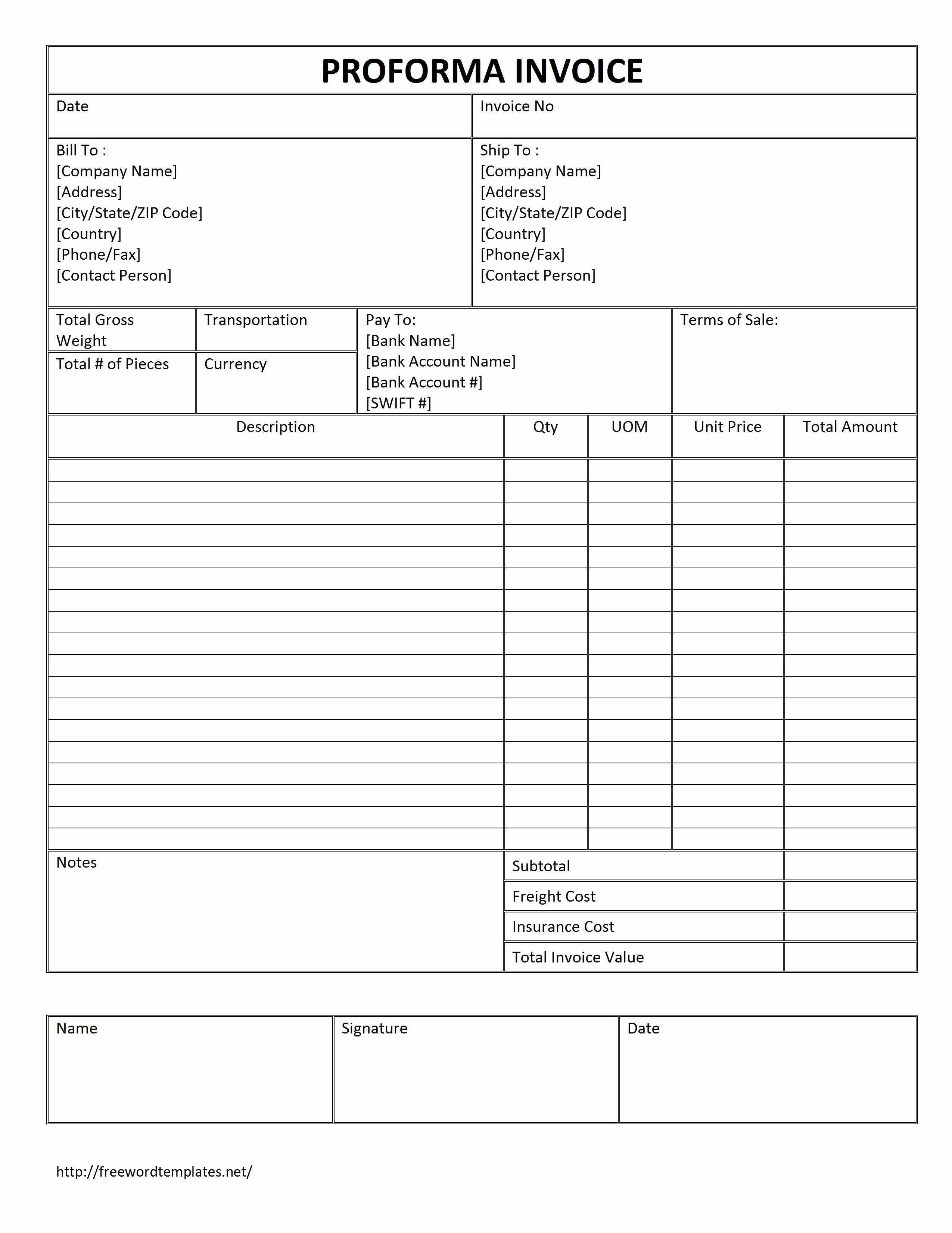 Free Sales Invoice Template Awesome Proforma Invoice