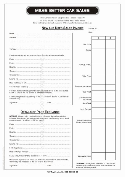 Free Sales Invoice Template Beautiful Used Car Sales Invoice Template Uk