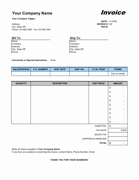 Free Sales Invoice Template New Sales Invoice Template