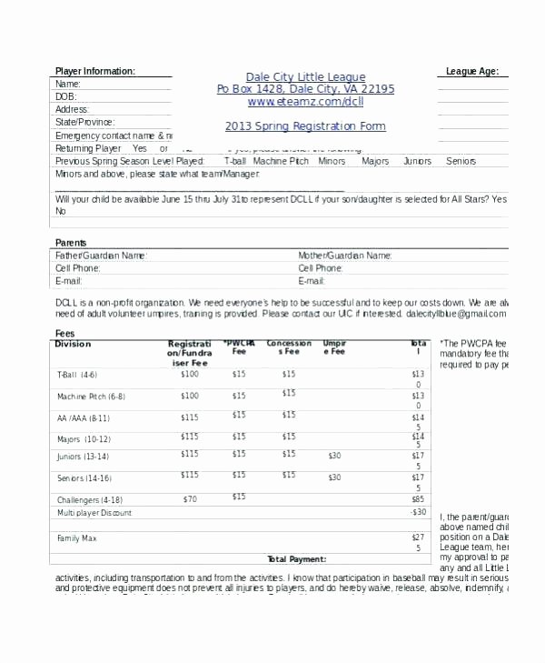 Free Sports Registration form Template New Sports Registration form Template Free Word for Resume