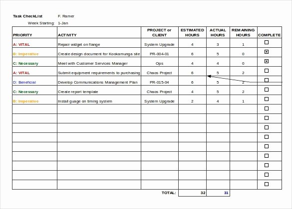 Free Task List Template Inspirational Checklist Template Excel
