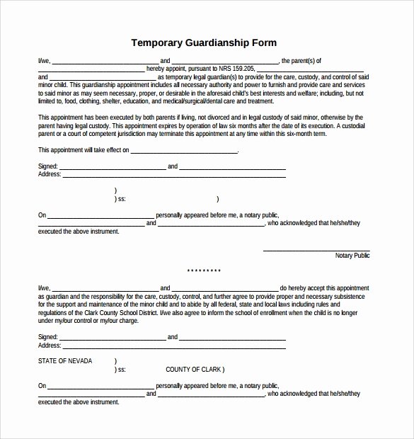 Free Temporary Guardianship form Template Best Of 9 Temporary Guardianship form Templates to Download