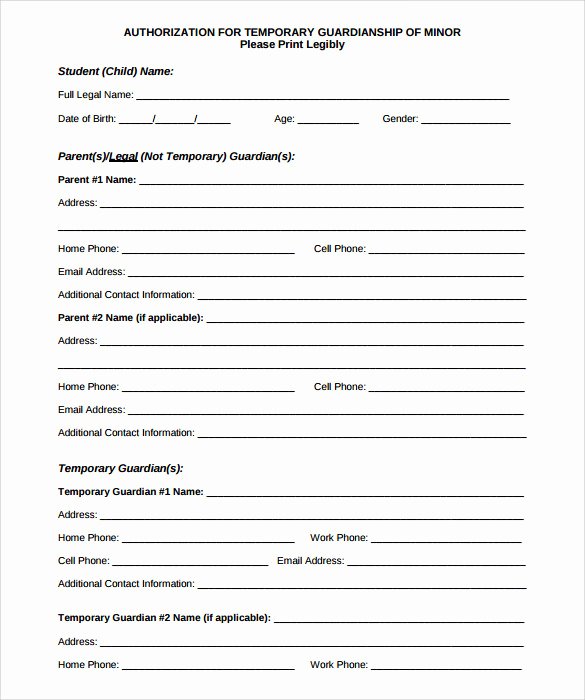 Free Temporary Guardianship form Template Best Of Sample Temporary Guardianship form 9 Download Documents