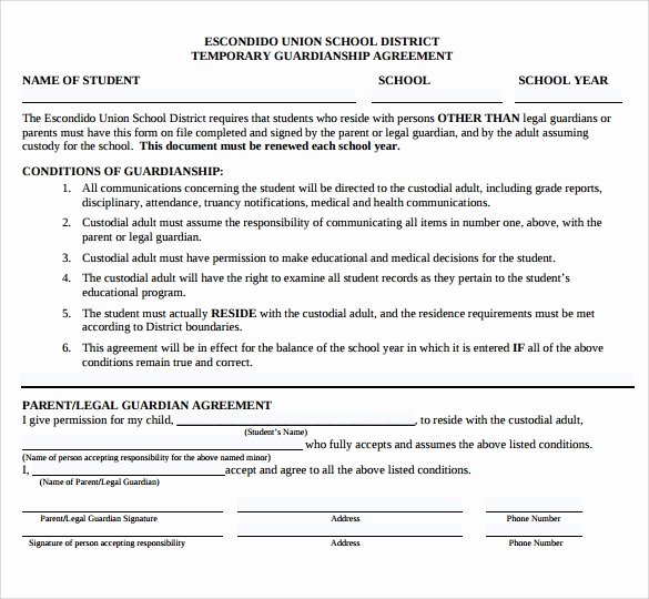 Free Temporary Guardianship form Template Best Of Sample Temporary Guardianship form 9 Download Documents