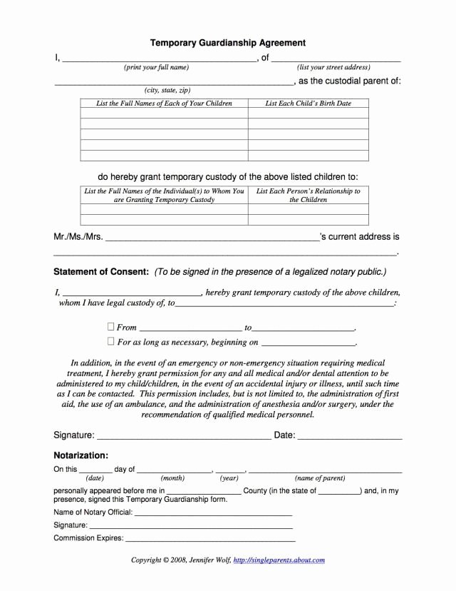 Free Temporary Guardianship form Template Luxury Use This form to Establish Temporary Guardianship