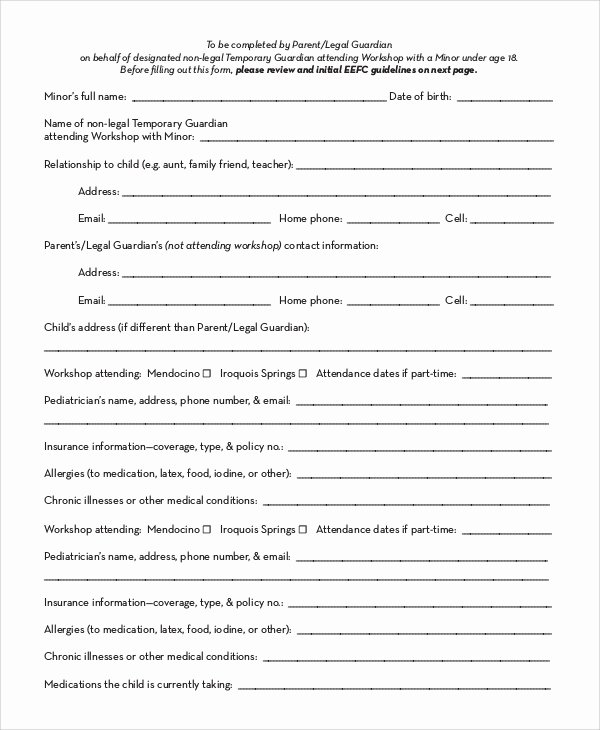 Free Temporary Guardianship form Template New 10 Sample Temporary Guardianship forms – Pdf
