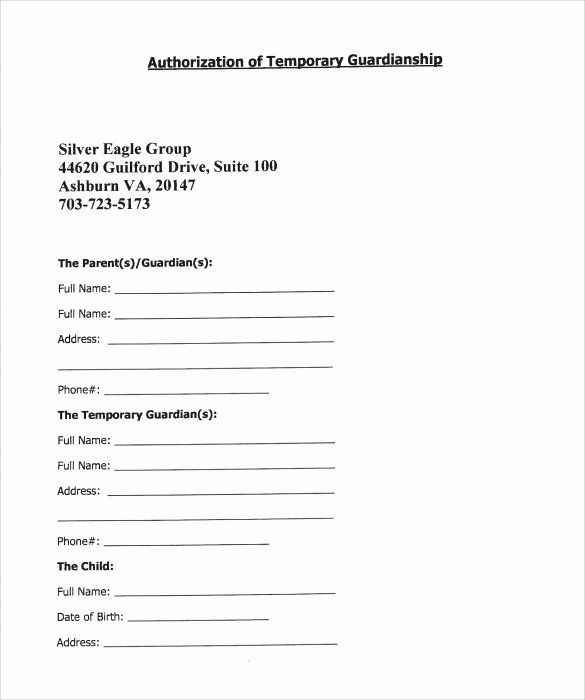 Free Temporary Guardianship form Template New 9 Temporary Guardianship form Templates to Download