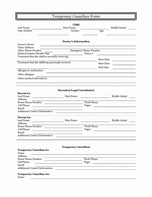 Free Temporary Guardianship form Template New Temporary Guardianship Agreement form