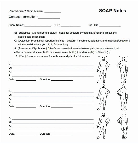 Free therapy Notes Template Lovely Massage therapy soap Note Charts Notes Templates Free