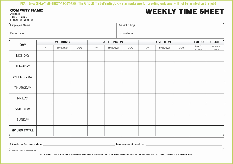 Free Time Sheet Template Elegant Free Daily Timesheet Template form Printed From £50