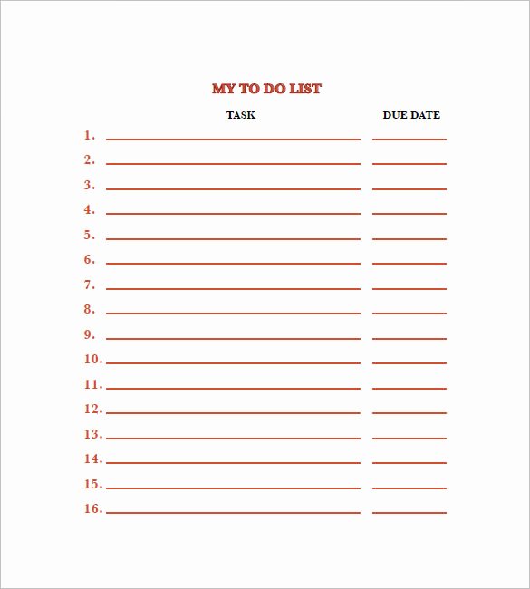 Free to Do List Template Inspirational Weekly to Do List Template – 8 Free Sample Example