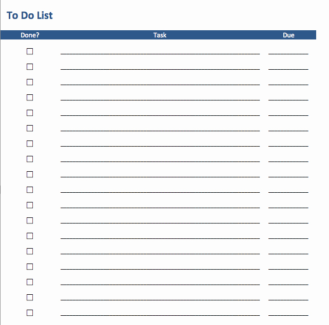 Free to Do List Template New Free to Do List Templates In Excel