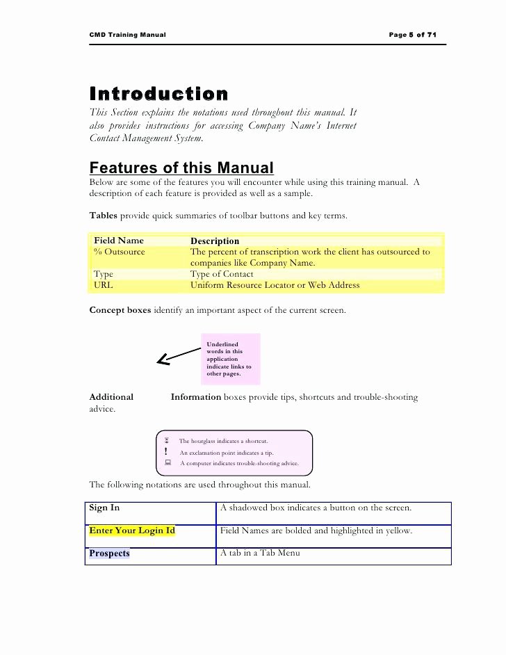 Free Training Manual Template New Help Desk Training Manual Template Word Sample Instruction