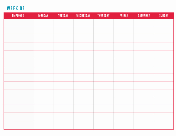 Free Weekly Work Schedule Template Awesome Free Printable Work Schedule Ideas