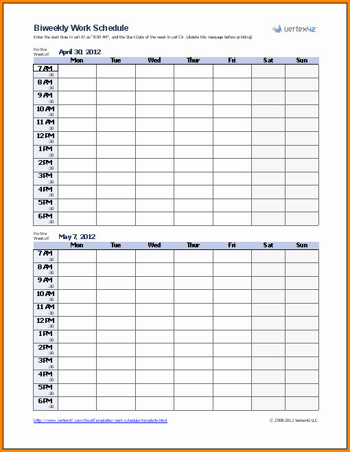 Free Weekly Work Schedule Template Elegant 5 Blank Schedule Template