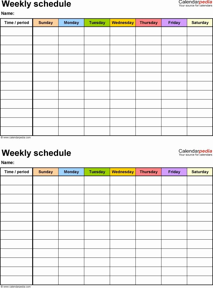Free Weekly Work Schedule Template Fresh Weekly Work Schedule Template