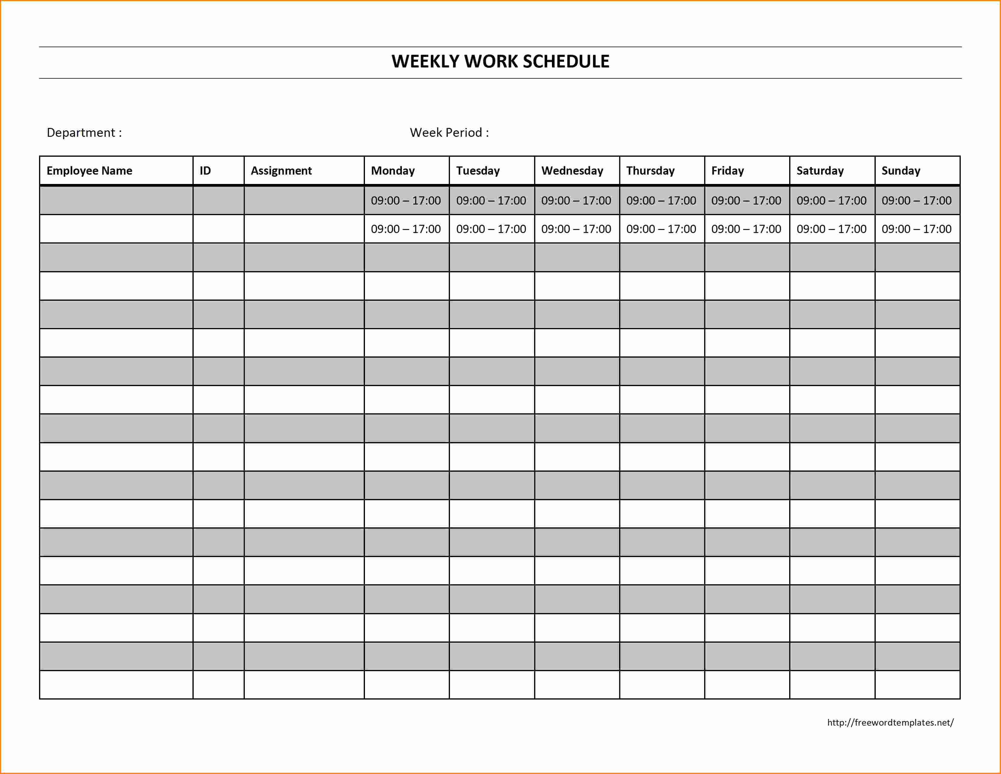 Free Weekly Work Schedule Template Inspirational 7 Free Work Schedule Template