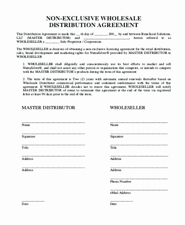 Free wholesale Contract Template Luxury 93 Simple Distribution Agreement Exclusive Distribution