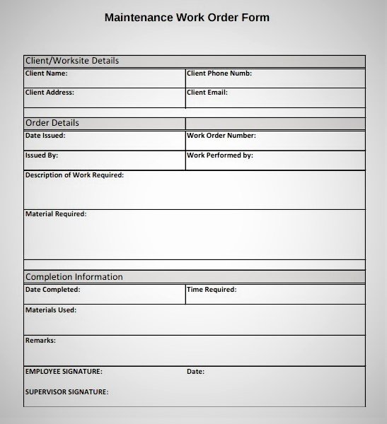 Free Work order Template Luxury Printable Work order forms