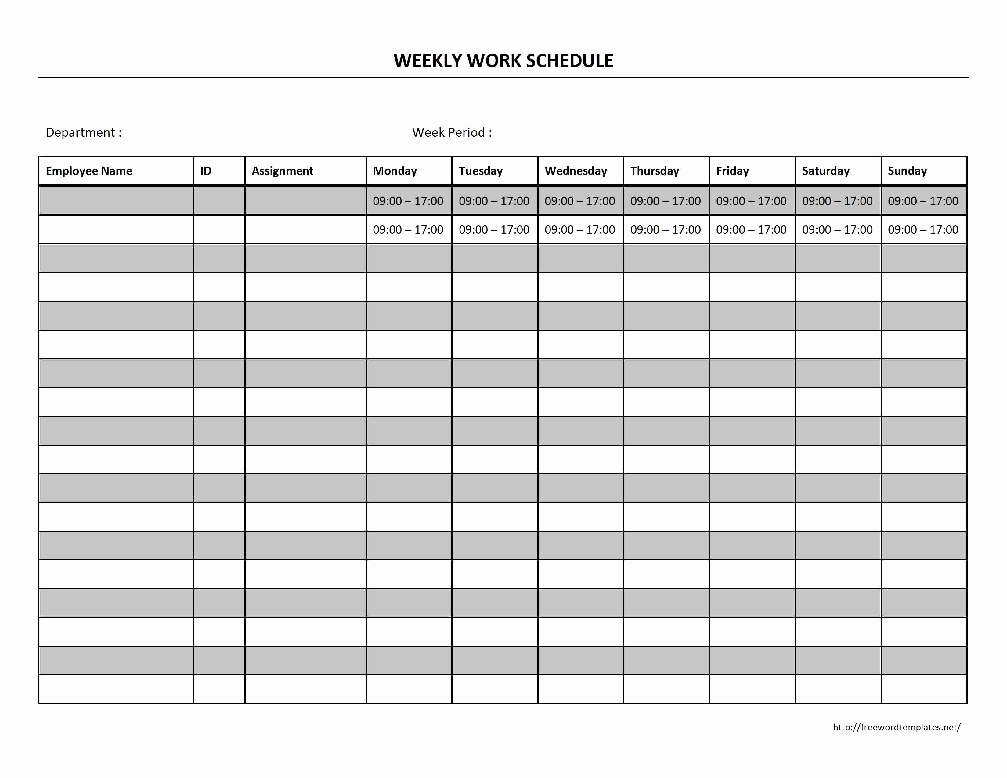 Free Work Schedule Template Luxury 6 Best Of Free Printable Blank Work Schedules