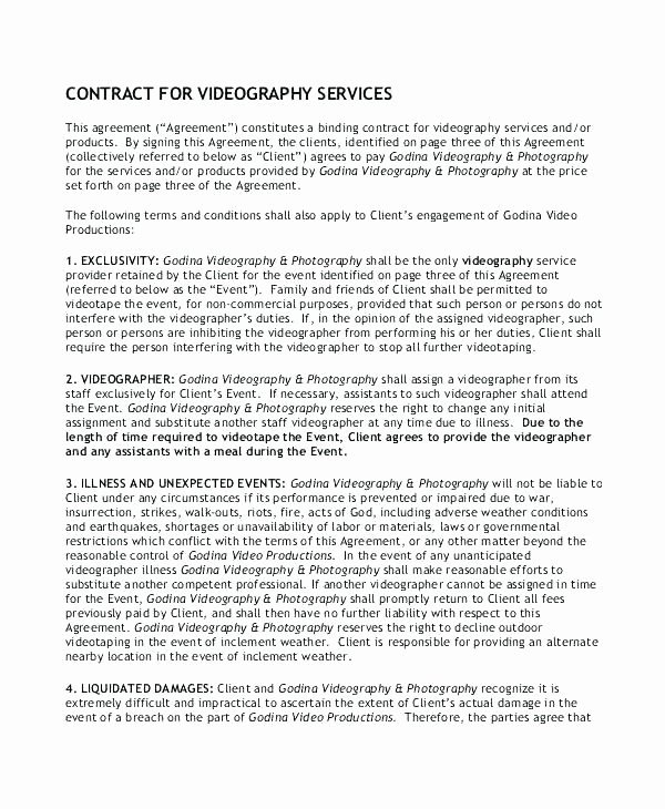 Freelance Video Contract Template Luxury Videographer Contract Template Uk – Ddmoon