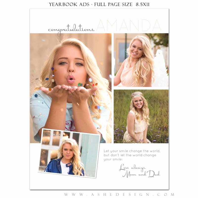 Full Page Ad Template Luxury ashe Design Senior Yearbook Ad