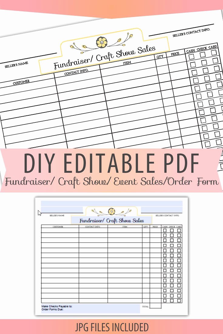 Fundraiser form Template Free Inspirational Diy Editable Printable Pdf order form Fundraiser Craft