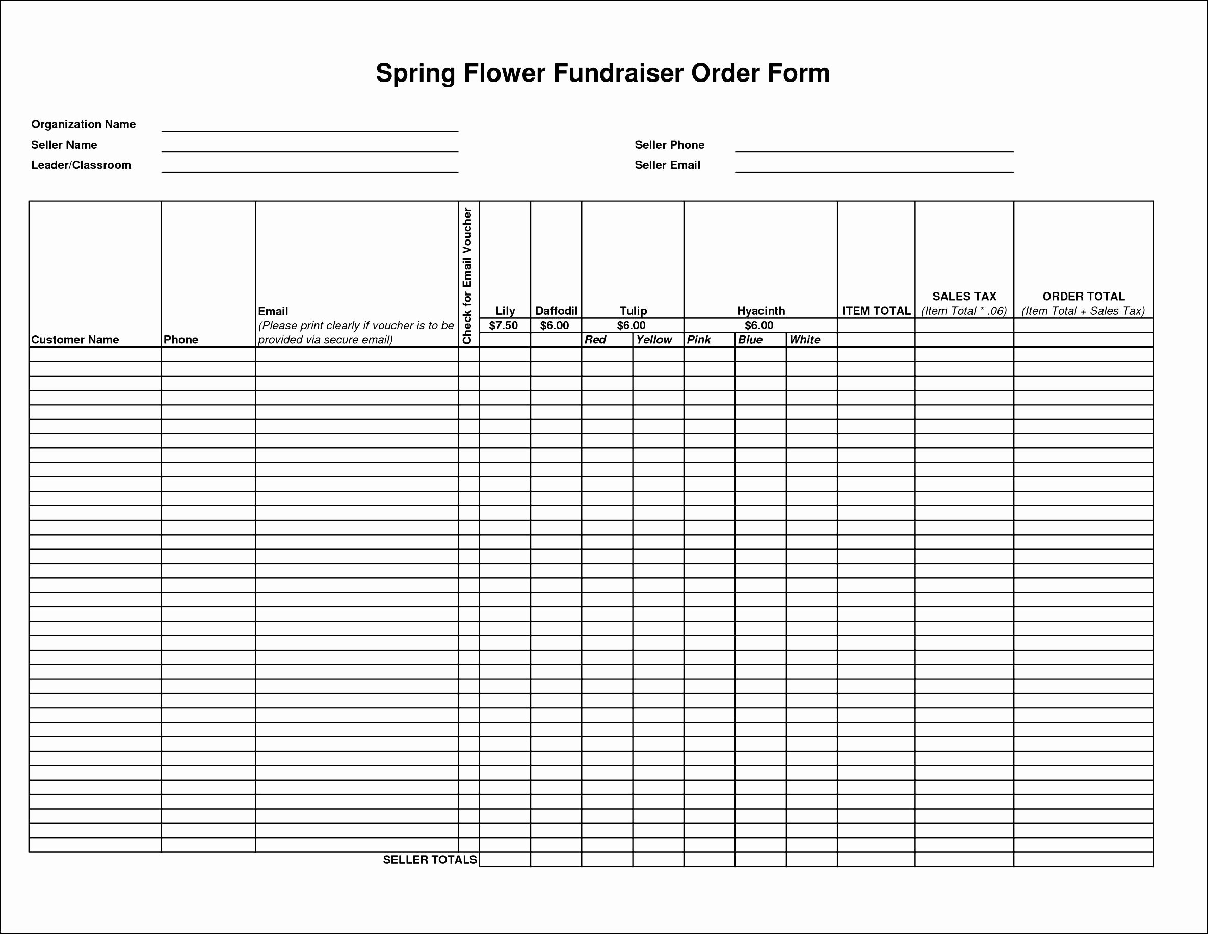 Fundraiser form Template Free Lovely Collection solutions Flower Fundraiser order forms