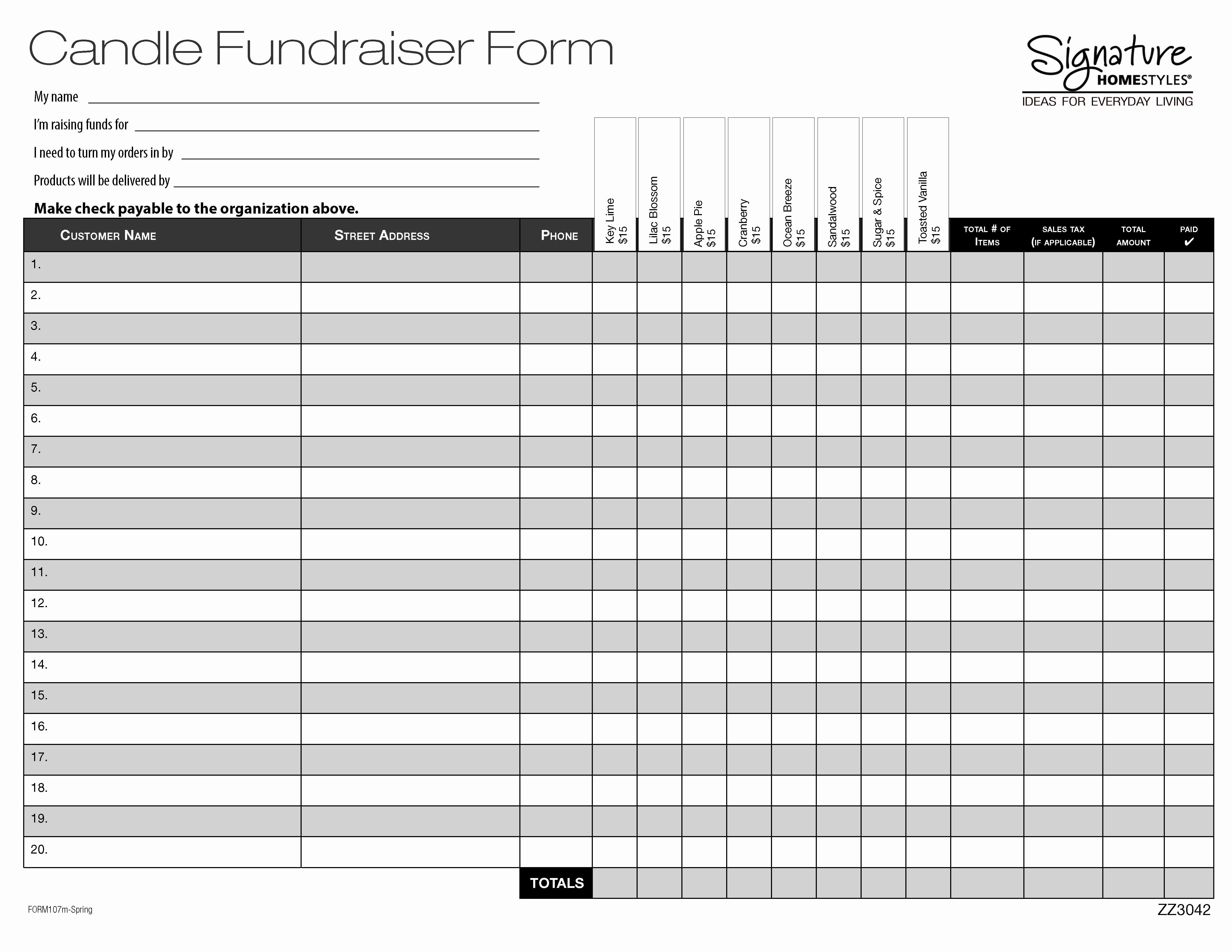 Fundraiser form Template Free Lovely order form Template