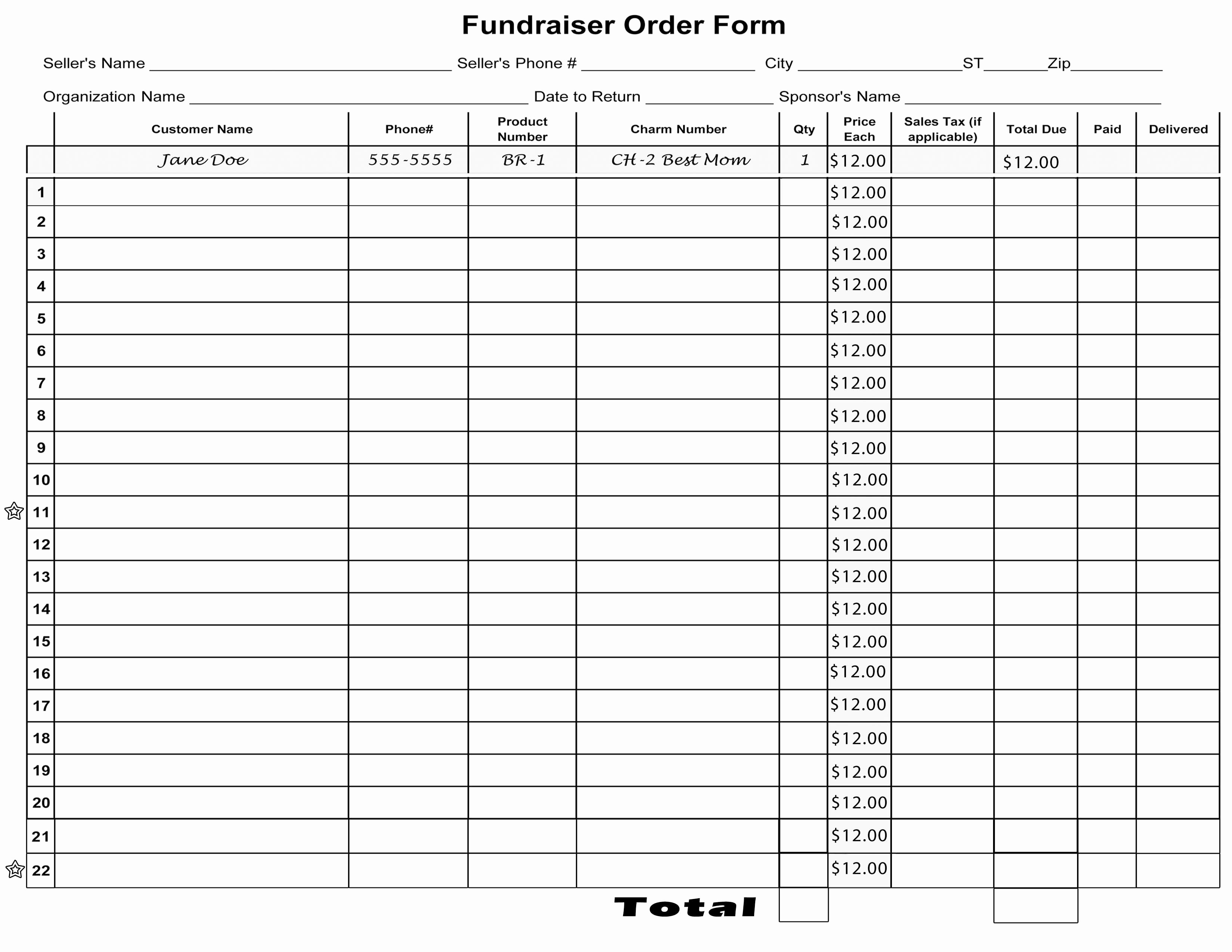 Fundraiser order form Template Free Elegant Blank order form Template Mughals