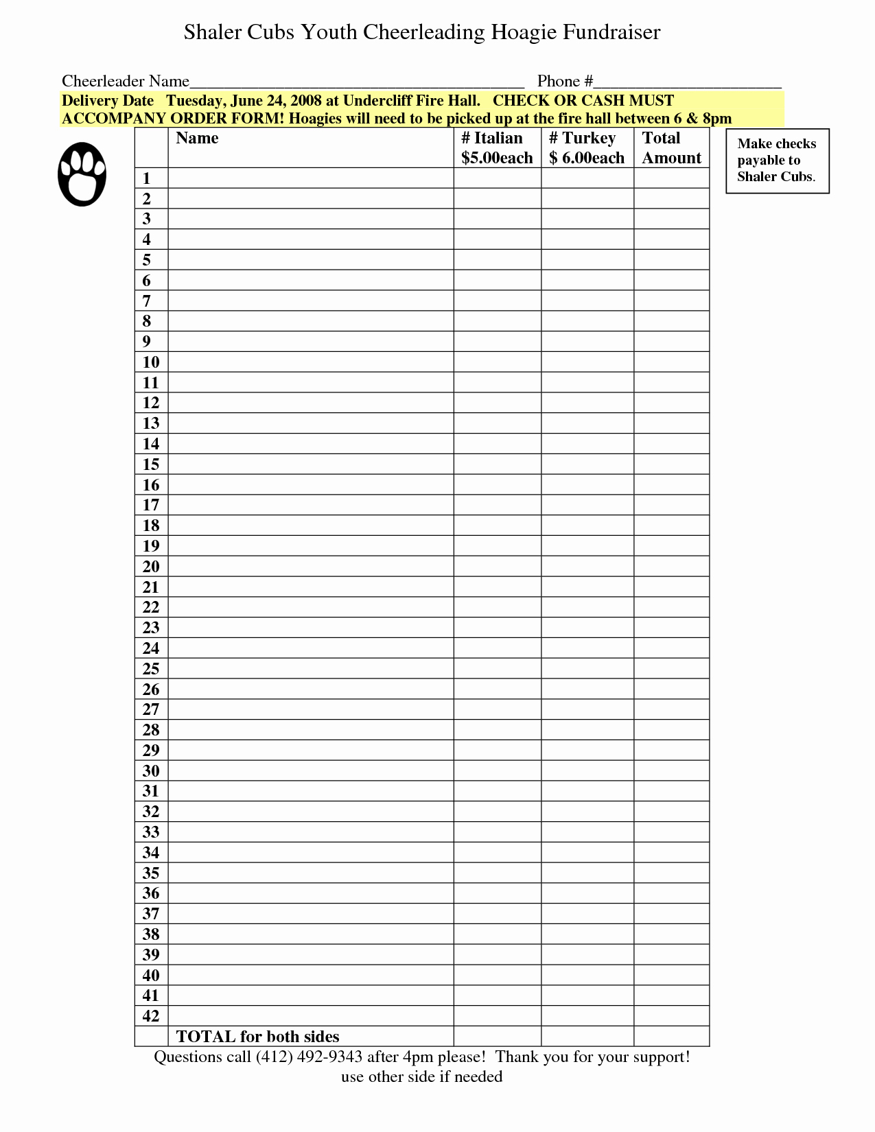 Fundraiser order form Template Free Lovely 6 Best Of Free Printable Fundraiser forms Hoagie