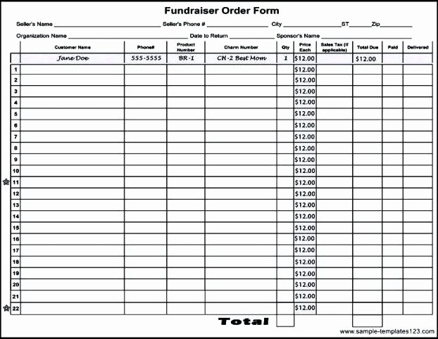 Fundraiser order form Template Free Luxury Fundraising Sheet Template – Vancouvereast