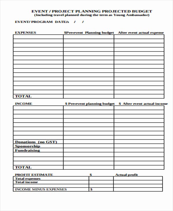 Fundraising event Planning Template Awesome Fundraising Bud Templates 7 Free Sample Example