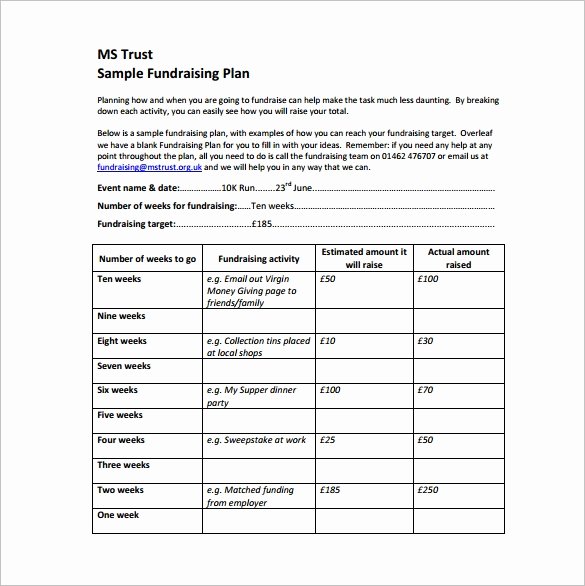 Fundraising event Planning Template Fresh Fundraising Plan Template – 7 Free Word Pdf Documents