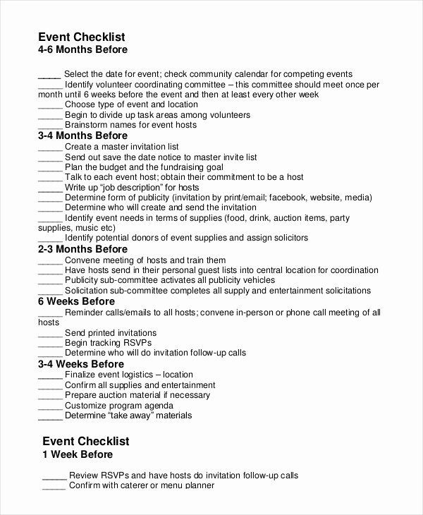 Fundraising event Planning Template Inspirational event Planning Checklist 11 Free Word Pdf Documents