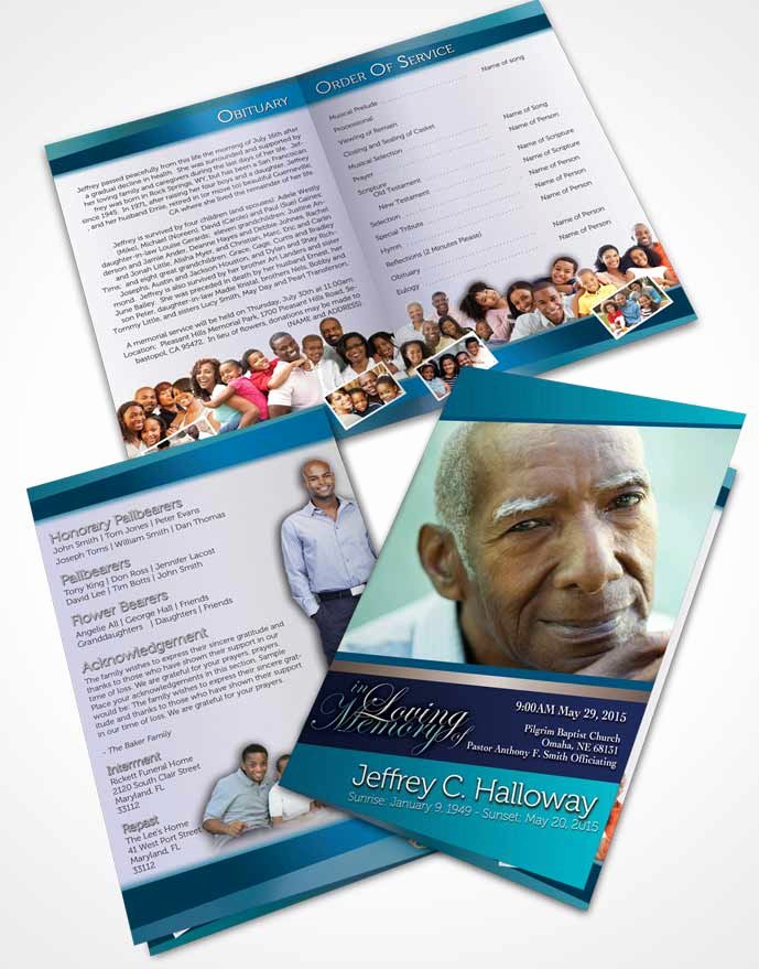 Funeral Brochure Template Free Beautiful Bifold order Of Service Obituary Template Brochure Ocean