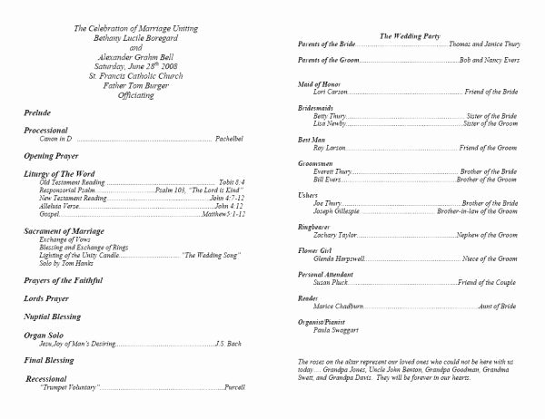 Funeral Service Outline Template Lovely Template for Program Going to the Chapel
