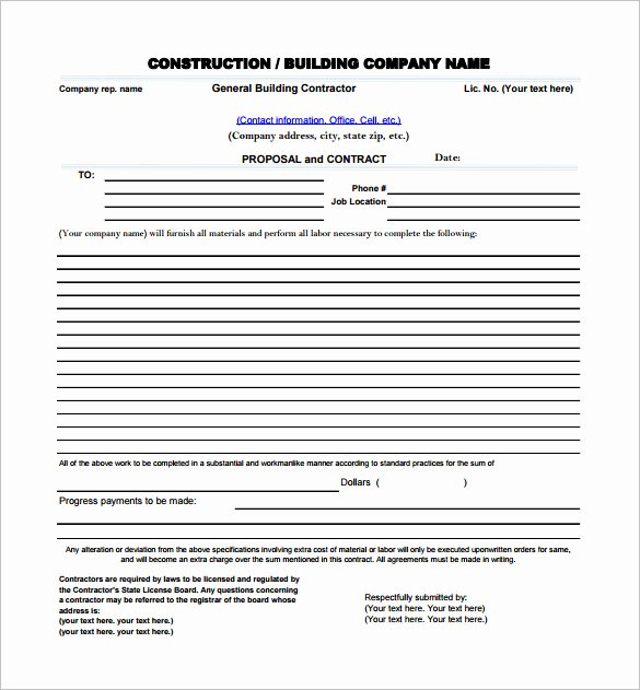 General Contractor Estimate Template Elegant Construction Proposal Templates 17 Free Word Pdf