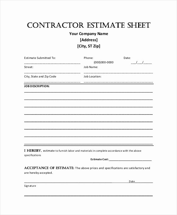 construction proposal form