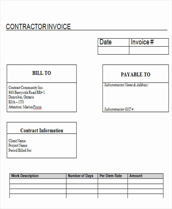 General Contractor Invoice Template Best Of 18 Free Contractor Invoice Samples
