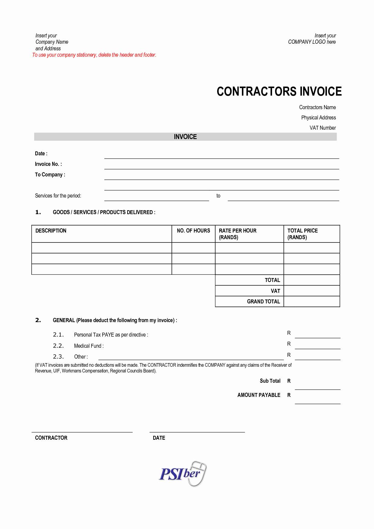 General Contractor Invoice Template Best Of Best S Of Contractor Invoice Examples Contractor