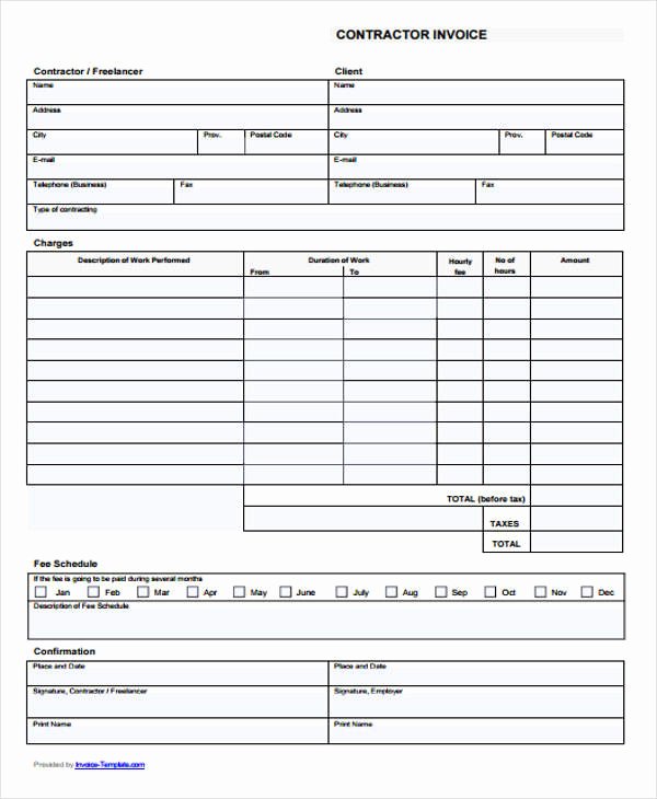 General Contractor Invoice Template Elegant 9 Contractor Receipt Template – Free Sample Example