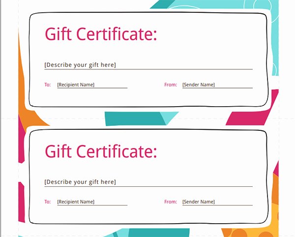 Gift Certificate Template Word Free Elegant 30 Printable Gift Certificates